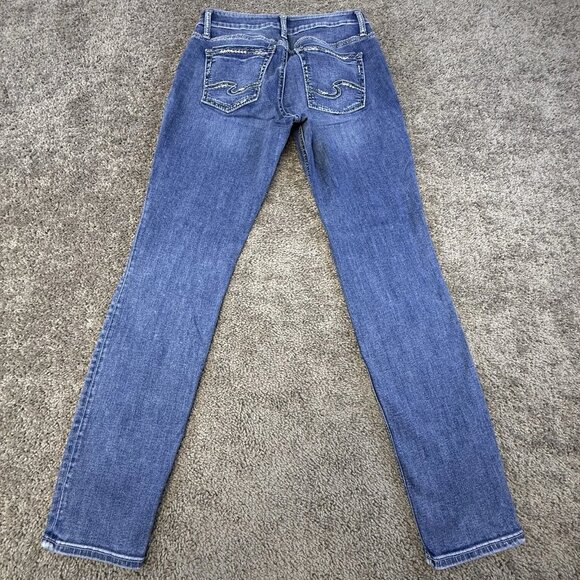 Silver boyfriend style blue slim-fit mid-rise comfortable stretch jeans - Picture 10 of 12